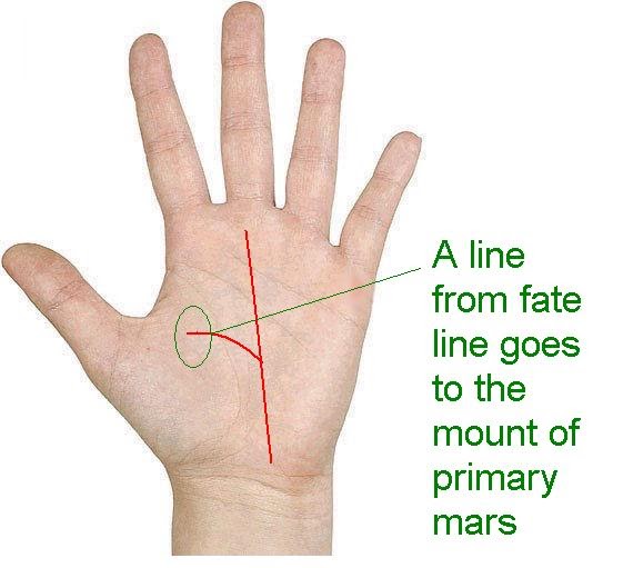 palmistry Know your Future A line from fate line goes to mars